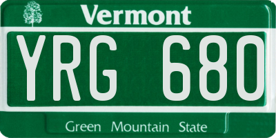 VT license plate YRG680