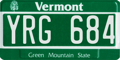 VT license plate YRG684