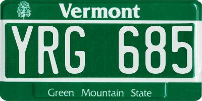 VT license plate YRG685