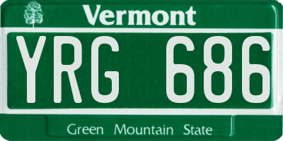 VT license plate YRG686