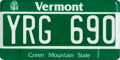 VT license plate YRG690