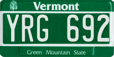 VT license plate YRG692