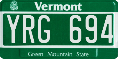 VT license plate YRG694