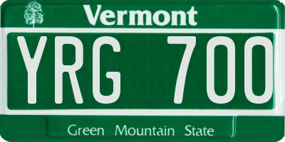 VT license plate YRG700