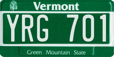 VT license plate YRG701