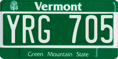 VT license plate YRG705