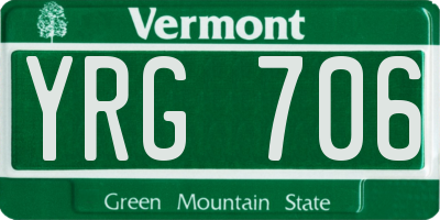 VT license plate YRG706