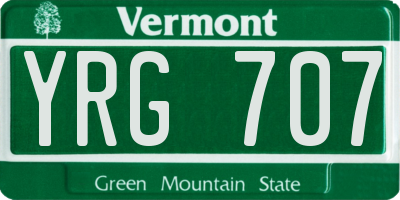 VT license plate YRG707
