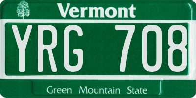 VT license plate YRG708