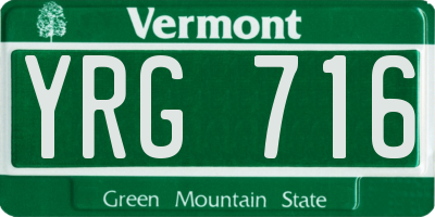 VT license plate YRG716