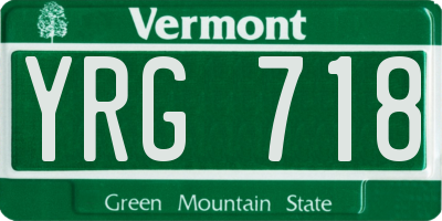 VT license plate YRG718
