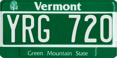 VT license plate YRG720