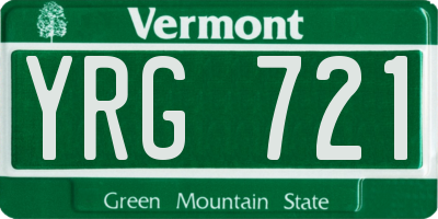 VT license plate YRG721