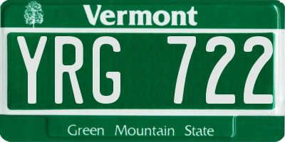 VT license plate YRG722