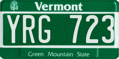 VT license plate YRG723