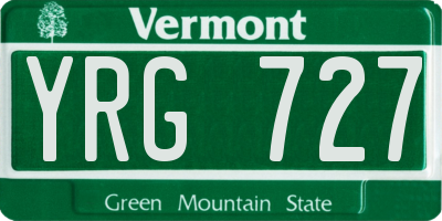 VT license plate YRG727