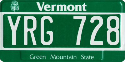 VT license plate YRG728