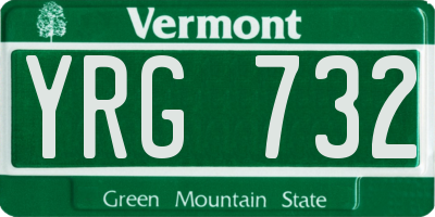 VT license plate YRG732