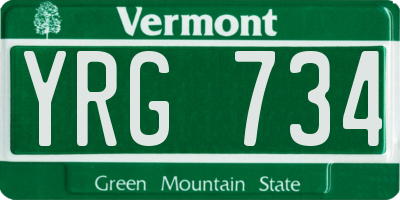 VT license plate YRG734
