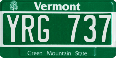 VT license plate YRG737