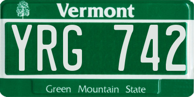 VT license plate YRG742