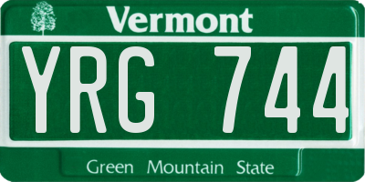 VT license plate YRG744