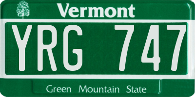 VT license plate YRG747