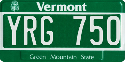 VT license plate YRG750