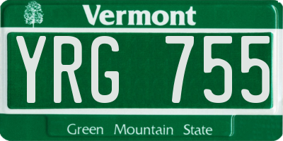 VT license plate YRG755