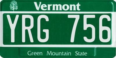 VT license plate YRG756