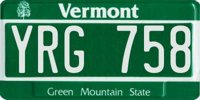VT license plate YRG758