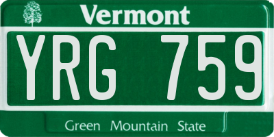 VT license plate YRG759