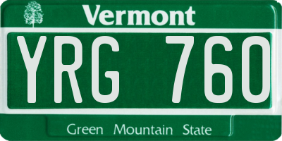 VT license plate YRG760