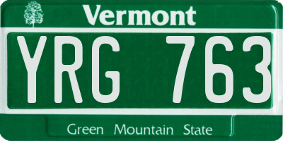 VT license plate YRG763
