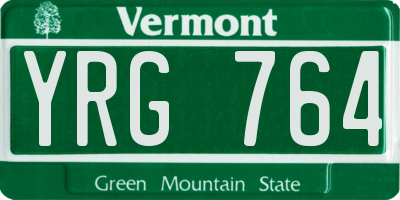 VT license plate YRG764