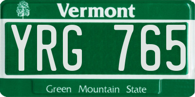 VT license plate YRG765