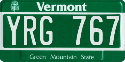 VT license plate YRG767