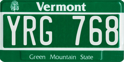 VT license plate YRG768