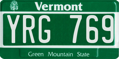 VT license plate YRG769