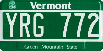VT license plate YRG772