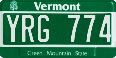 VT license plate YRG774