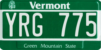 VT license plate YRG775