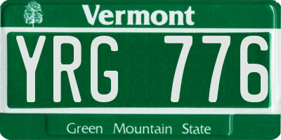 VT license plate YRG776