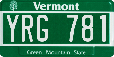 VT license plate YRG781