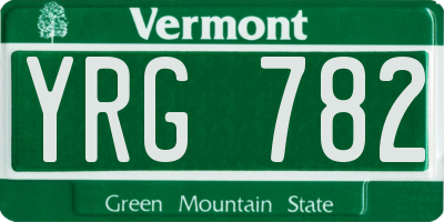 VT license plate YRG782