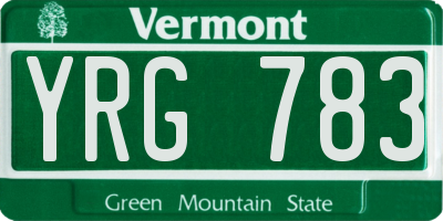 VT license plate YRG783