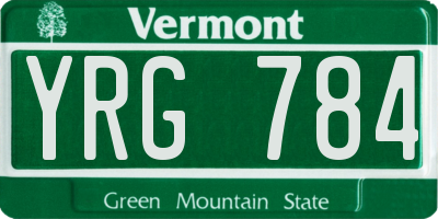 VT license plate YRG784