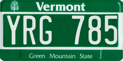 VT license plate YRG785