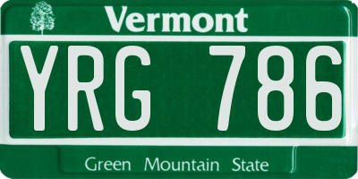 VT license plate YRG786