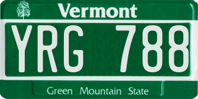 VT license plate YRG788
